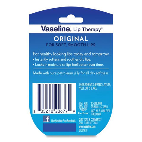 Vaseline Lip Therapy, Original, 0.25 oz, Plastic Flip-Top Container