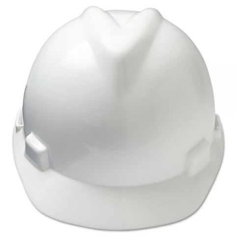 MSA V-Gard Hard Hats, Ratchet Suspension, Size 6.5 to 8, White