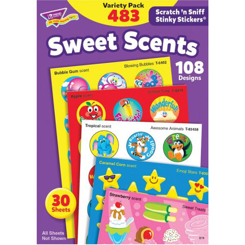 TREND Stinky Stickers Variety Pack, Sweet Scents, Assorted Colors, 483/Pack