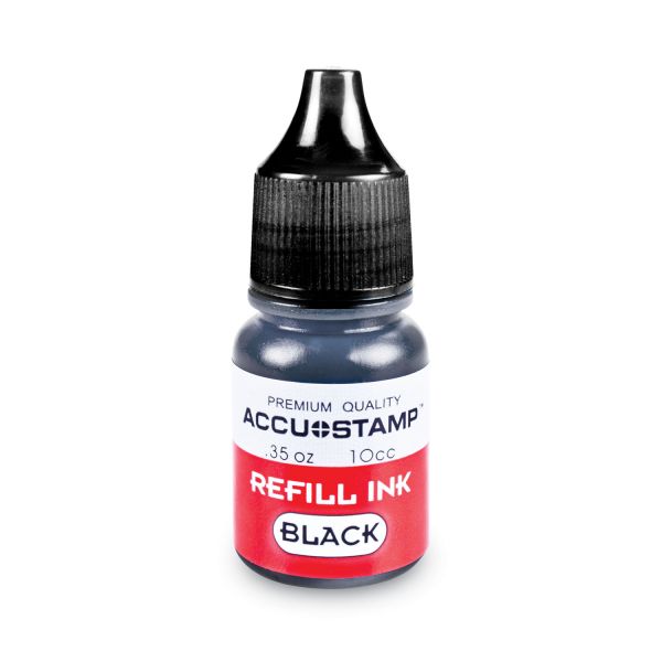 COSCO ACCU-STAMP Gel Ink Refill, 0.35 oz Bottle, Black