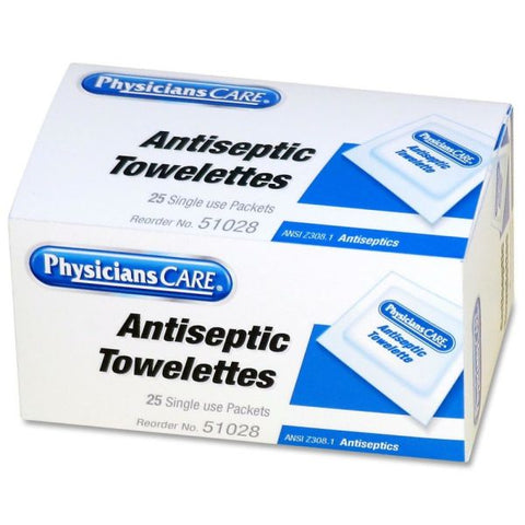 PhysiciansCare by First Aid Only First Aid Antiseptic Towelettes, 25/Box