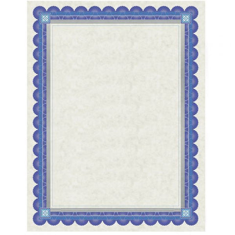 Southworth Parchment Certificates, Academic, 8.5 x 11, Ivory with Blue/Silver Foil Border, 15/Pack