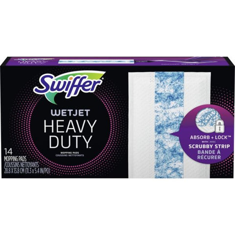 Swiffer WetJet System Refill Pads, 11.3" x 5.4", Heavy Duty, White, 14/Box