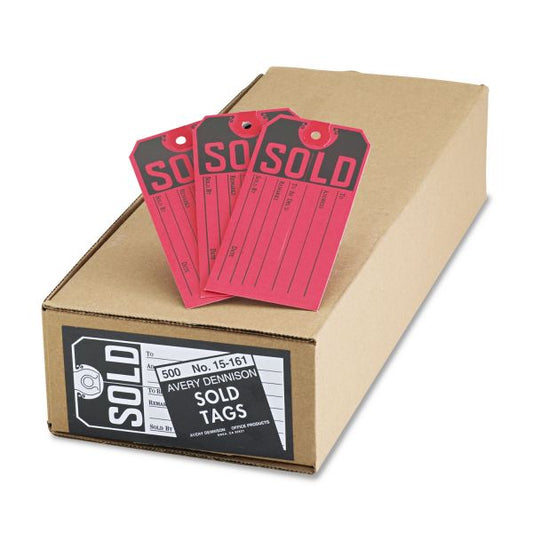 Avery Sold Tags, Paper, 4.75 x 2.38, Red/Black, 500/Box