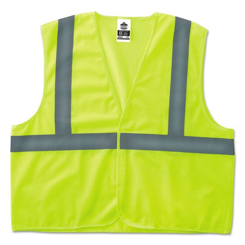 GloWear Class 2 Lime Super Econo Vest 2-Xtra Large/3-Xtra Large Size - Polyester Mesh - 1 / Carton - Lime