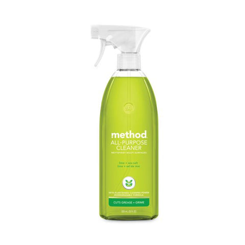 Method All Surface Cleaner, Lime and Sea Salt, 28 oz Spray Bottle, 8/Carton