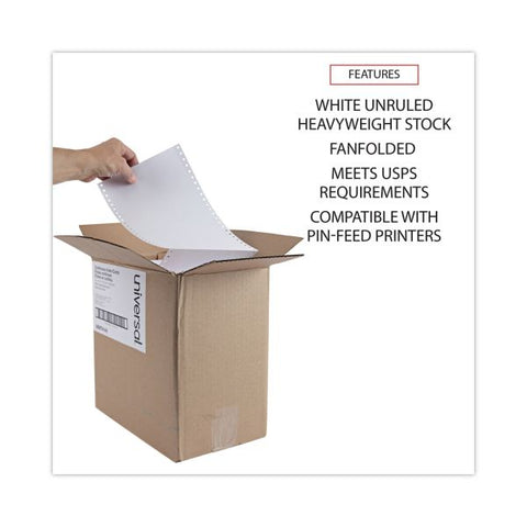 Universal Continuous Postcards, Pin-Fed, 4 x 6, White, 4,000/Carton