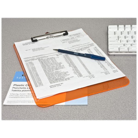 Business Source Transparent Plastic Clipboard 9" x 12" - Plastic - Neon Green - 1 Each