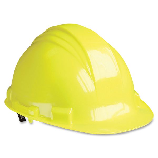 North Safety A-Safe Peak Hard Hat, Yellow, Ratchet 4-Point Suspension