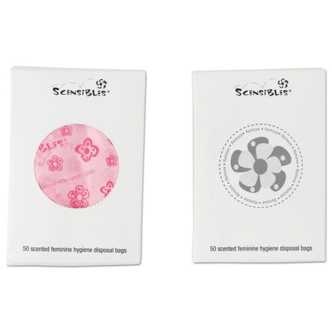 HOSPECO Scensibles Personal Disposal Bags, 3.38" x 9.75", Pink, 50 Bags/Box, 24 Boxes/Carton