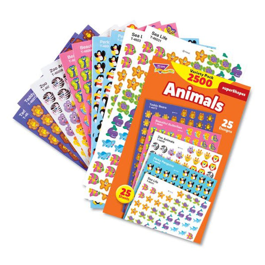 TREND superSpots and superShapes Sticker Packs, Animal Antics, Assorted Colors, 2,500 Stickers