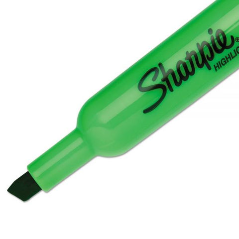 Sharpie Tank Style Highlighters, Fluorescent Green Ink, Chisel Tip, Green Barrel, Dozen