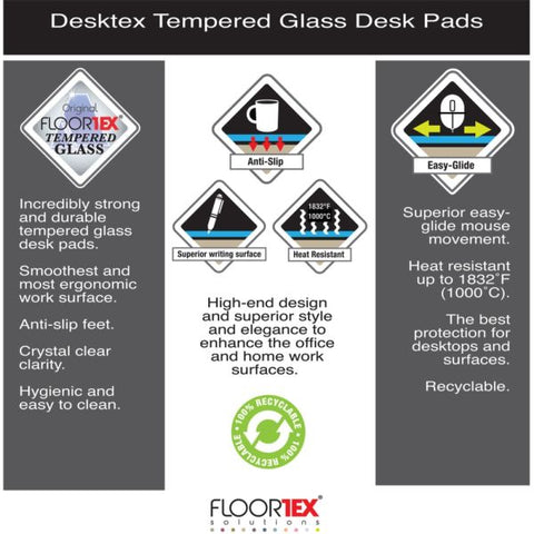 Desktex Glaciermat Glass Desk Pad 24" Width x 19" Depth - Clear