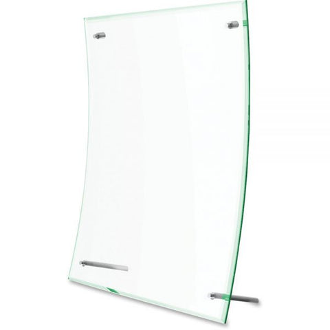 Deflecto Superior Image Curved Sign Holder, 13 1/16"H x 10 11/16"W x 3 3/8"D, Clear/Green