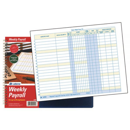 Adams Weekly Payroll Book, 8 1/2" x 11", Blue