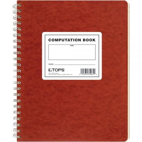 TOPS Engineer's Research & Computation Book 9.50" x 11.75" - Quad Ruled - 76 Sheets/ Book - Wire Binding - Red Cover - 1 Each