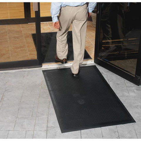 Genuine Joe Scraper Outdoor Floor Mat 36" x 60" - Rubber - Black