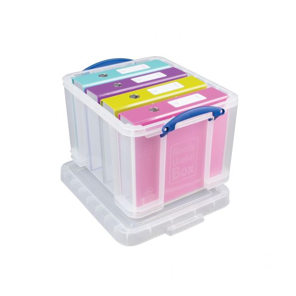 Really Useful Box Plastic Storage Box, 32 Liters, 18" x 14" x 12-1/2", Clear