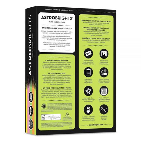 Astrobrights Color Paper, 24 lb, 8 1/2 x 11, "Neon" Assortment, 500 Sheets/Ream