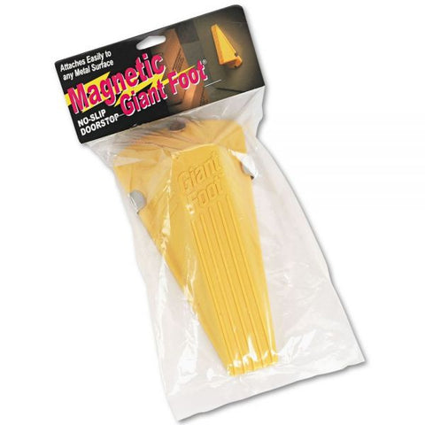 Master Caster Giant Foot Magnetic Doorstop, No-Slip Rubber Wedge, 3.5w x 6.75d x 2h, Yellow