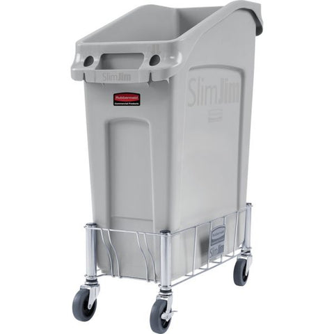 Rubbermaid Commercial Slim Jim Steel Dolly, 100 lb Capacity, 20" x 9.3" x 9", Stainless Steel 100 lb Capacity - 3" Caster Size - Stainless Steel - 20.4" Length x 9.3" Width x 9" Height - Satin Stainless - 1 Each