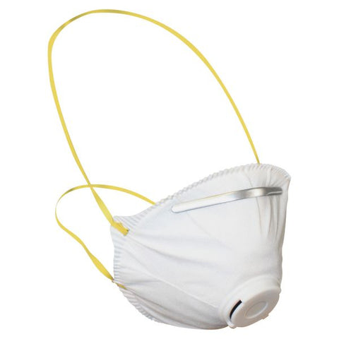 ProGuard Particulate Respirators w/Exhalation Valve Comfortable, Adjustable Nose-piece, Disposable - Universal Size - Respiratory, Dust, Pollen, Mist, Grass Protection - White - 10 / Box