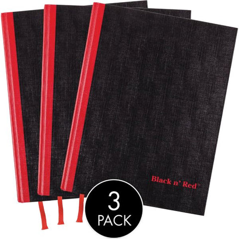 Black n' Red Casebound Hardcover Notebook 3-pack Case Bound - 12" x 8.5"1.7" - Matte Cover - Hard Cover, Bleed Resistant, Ribbon Marker - 3 / Pack