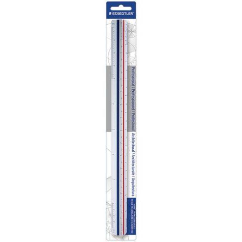 Staedtler 12" Architect Triangular Scale 12"Longueur 1"Largeur - 3/32, 1/8, 3/16, 1/4, 3/8, 1/2, 3/4, 1, 1-1/2 Graduations - Imperial Measuring System - Polystyrene - 1 Each - White