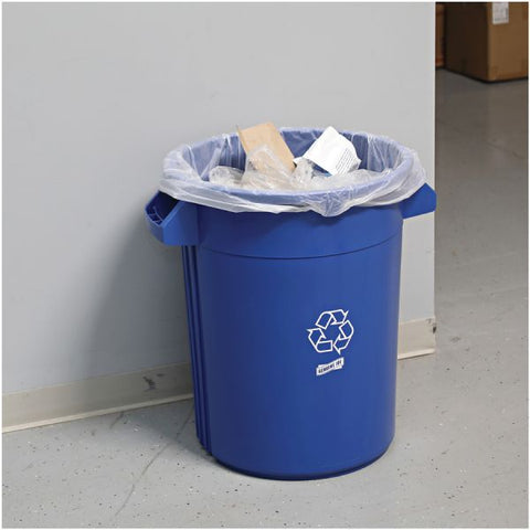 Genuine Joe Heavy-Duty 32 Gallon Trash Can 32 Gallon Capacity - Plastic - Blue