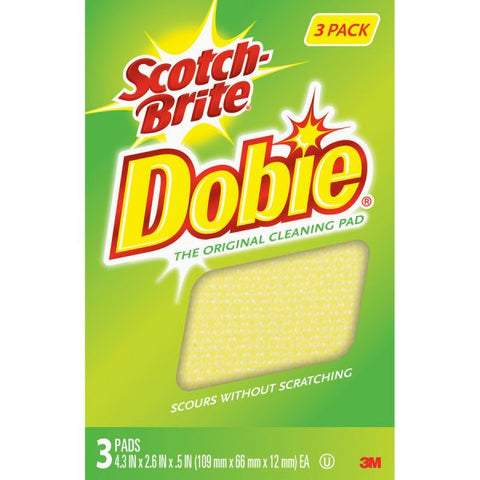 Scotch-Brite Dobie All-purpose Cleaning Pads 2.6" x 4.3" x 0.5" - Polyurethane - Yellow - 24/Carton