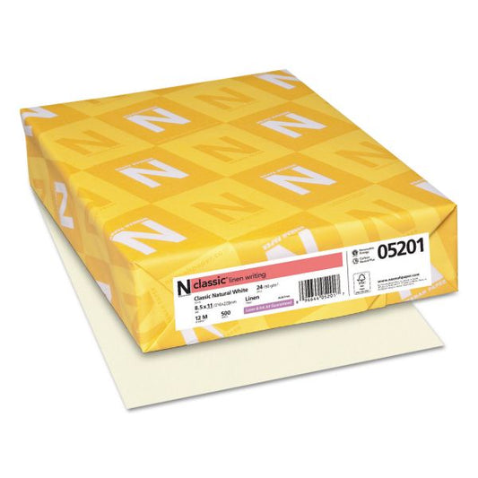 Neenah Paper CLASSIC Linen Stationery, 24 lb Bond Weight, 8.5 x 11, Classic Natural White, 500/Ream