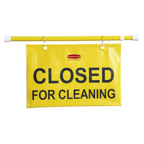 Rubbermaid "Closed for Cleaning" Safety Hanging Sign 50" Extention Pole - Black, Yellow