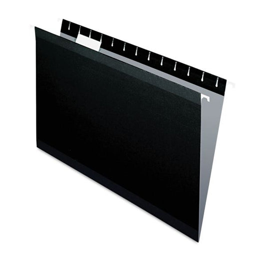 Pendaflex Colored Reinforced Hanging Folders, Legal Size, 1/5-Cut Tabs, Black, 25/Box