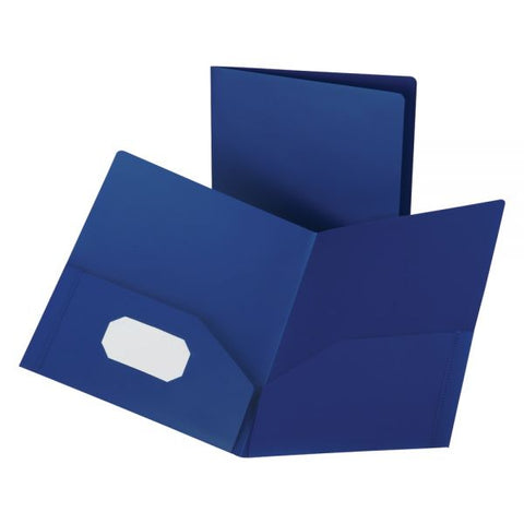 Oxford Poly Twin-Pocket Folder, 100-Sheet Capacity, 11 x 8.5, Opaque Dark Blue