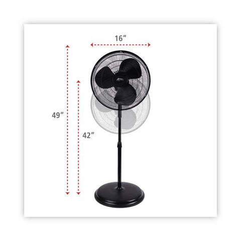 Alera 16" 3-Speed Oscillating Pedestal Stand Fan, Metal, Plastic, Black