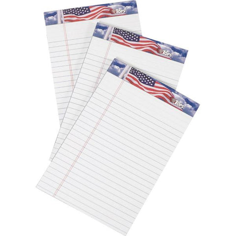 TOPS American Pride Junior Legal Pads 5" x 8" - Legal Ruled - Perforated - 50 Sheets/ Pad - 3 Pads - White