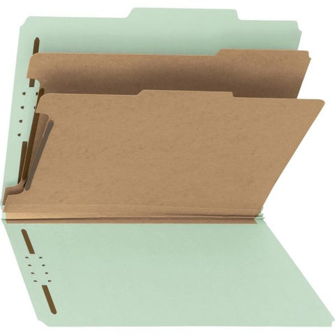 Smead 100% Recycled Pressboard Classification Folders, 2 Dividers, Letter Size, Gray-Green, 10/Box