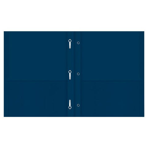 Oxford Twin-Pocket Folders with 3 Fasteners, 135-Sheet Capacity, Dark Blue, 25/Box