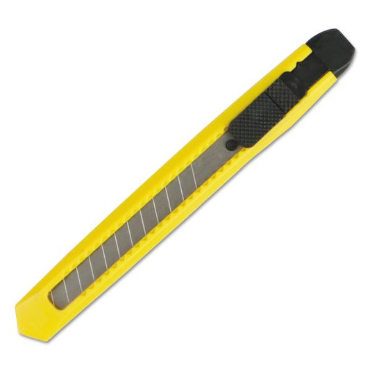 Boardwalk Snap Blade Knife, Retractable, Snap-Off, 0.39" Blade, 5" Plastic Handle, Yellow