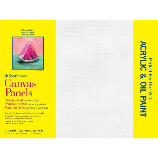 Strathmore Canvas Panesl 12"X16" 3/Pkg