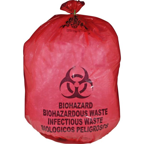 Medegen MHMS Red Biohazard Infectious Waste Bags 25 gal - 50/Box - Red