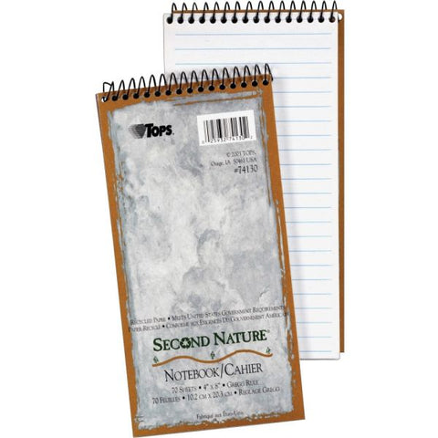 TOPS Second Nature Recycled Notepads, Gregg Rule, Randomly Assorted Cover Colors, 70 White 4 x 8 Sheets