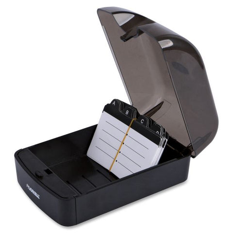 Lorell Desktop Business Card File 350 Card Capacity - Plastic - Black