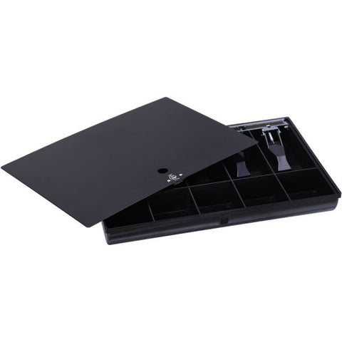 Sparco Locking Cover Money Tray 16" x 11" x 2.3" Size - 10 Compartments - Steel/Plastic - Black