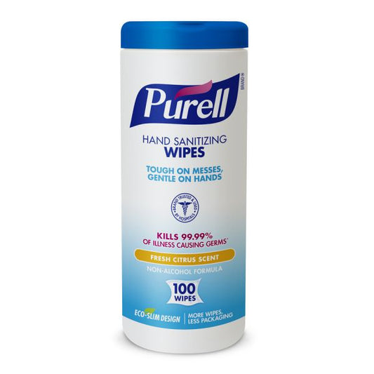 PURELL Fresh Scent Hand Sanitizing Wipes Fresh - White - Durable, Lint-free, Moisturizing - For Hand - 100 Per Canister - 1 Each