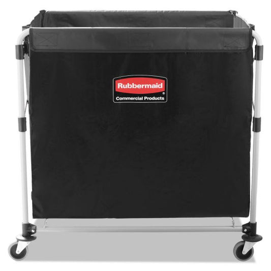 Rubbermaid Commercial One-Compartment Collapsible X-Cart, Synthetic Fabric, 9.96 cu ft Bin, 24.1" x 35.7" x 34", Black/Silver