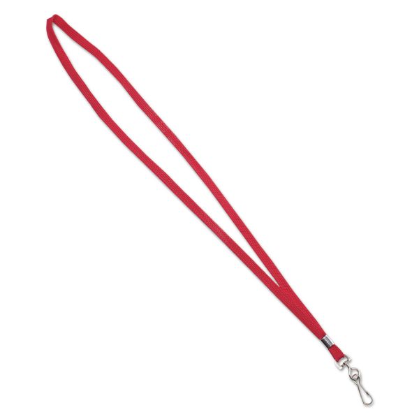 Advantus Deluxe Lanyards, Metal J-Hook Fastener, 36" Long, Red, 24/Box