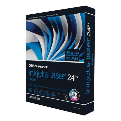 Inkjet & Laser Paper, Letter Size (8 1/2" x 11"), 24 Lb, 98 Bright, Ream Of 500 Sheets