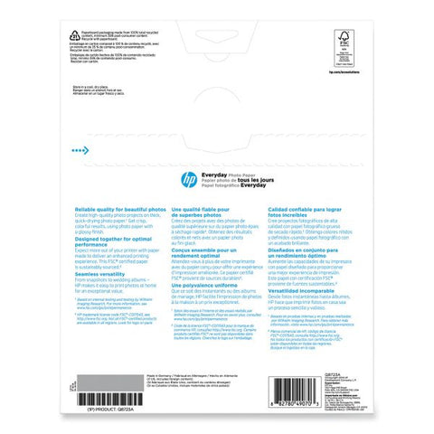 HP Everyday Photo Paper, 8 mil, 8.5 x 11, Glossy White, 50/Pack