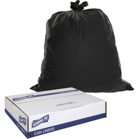 Genuine Joe Heavy Duty 60 Gallon Trash Bags 39" x 56" - 60 Gallon Capacity - Low-Density - 1.50 mil Thickness - Black Garbage Bag - 50/ Carton